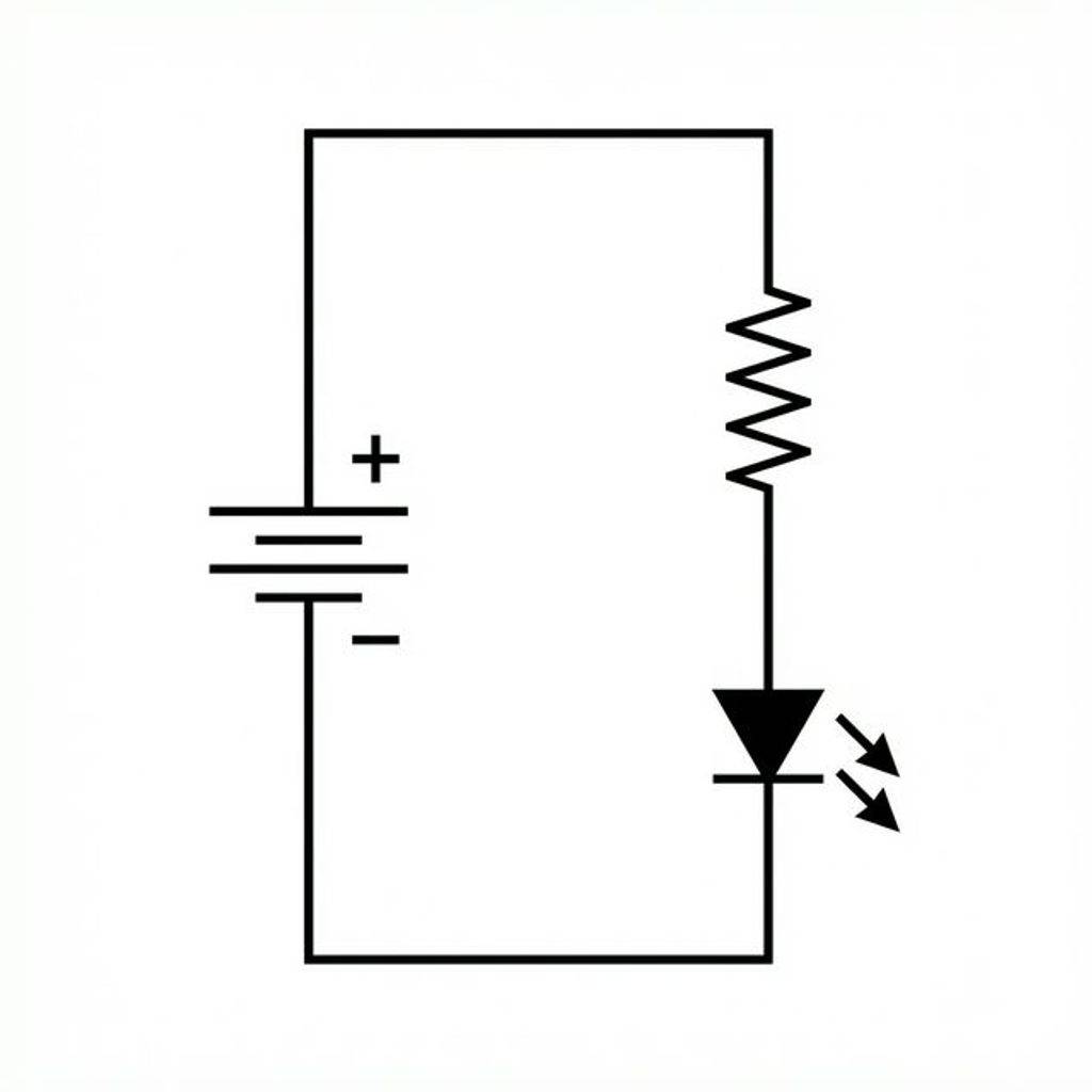Professional schematic diagram of a basic battery-LED circuit