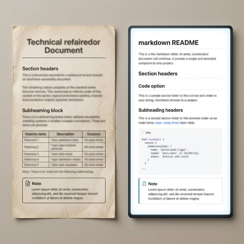 A side-by-side comparison of a datasheet and a software README
