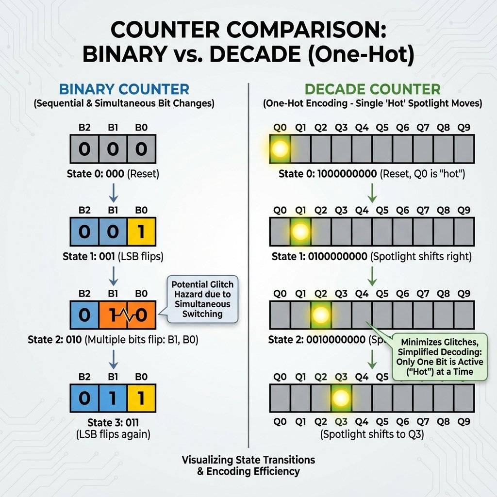 Binary vs Decade Counter Comparison