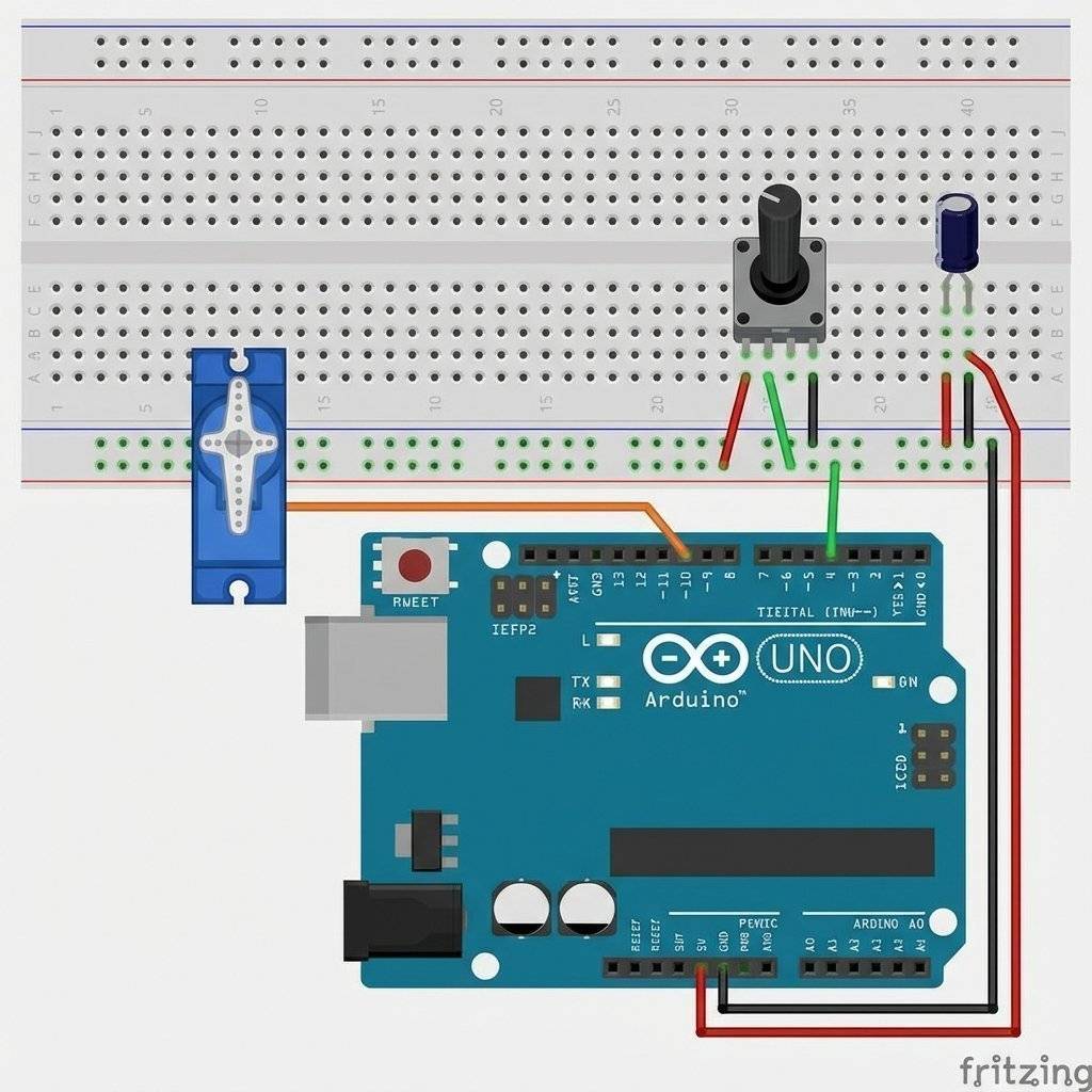 Breadboard Wiring: Servo + Knob