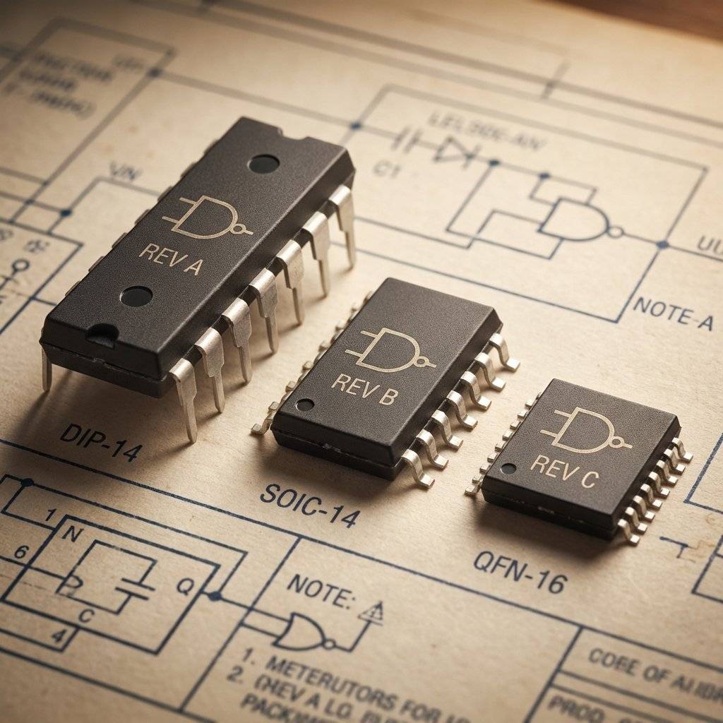 Macro of different component package types (DIP, SOIC, QFN)