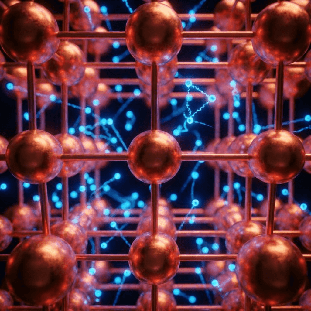 Microscopic view of electrons bouncing inside a copper lattice