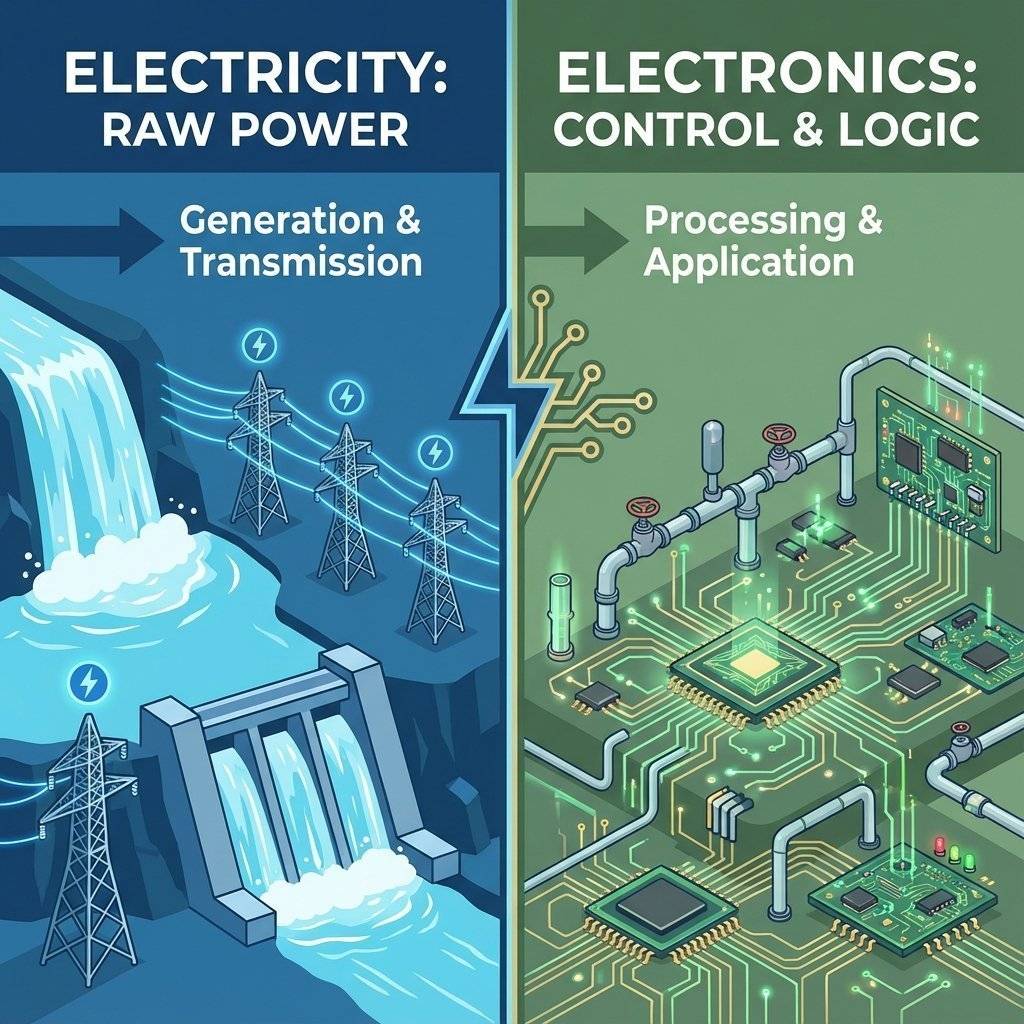 Electricity vs Electronics Diagram