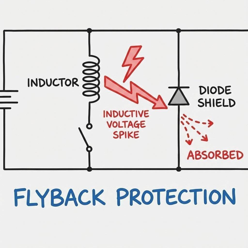 Flyback Diode Physics: Inductive Spike
