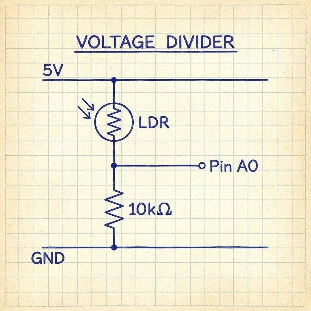 LDR Circuit Schematic: Voltage Divider