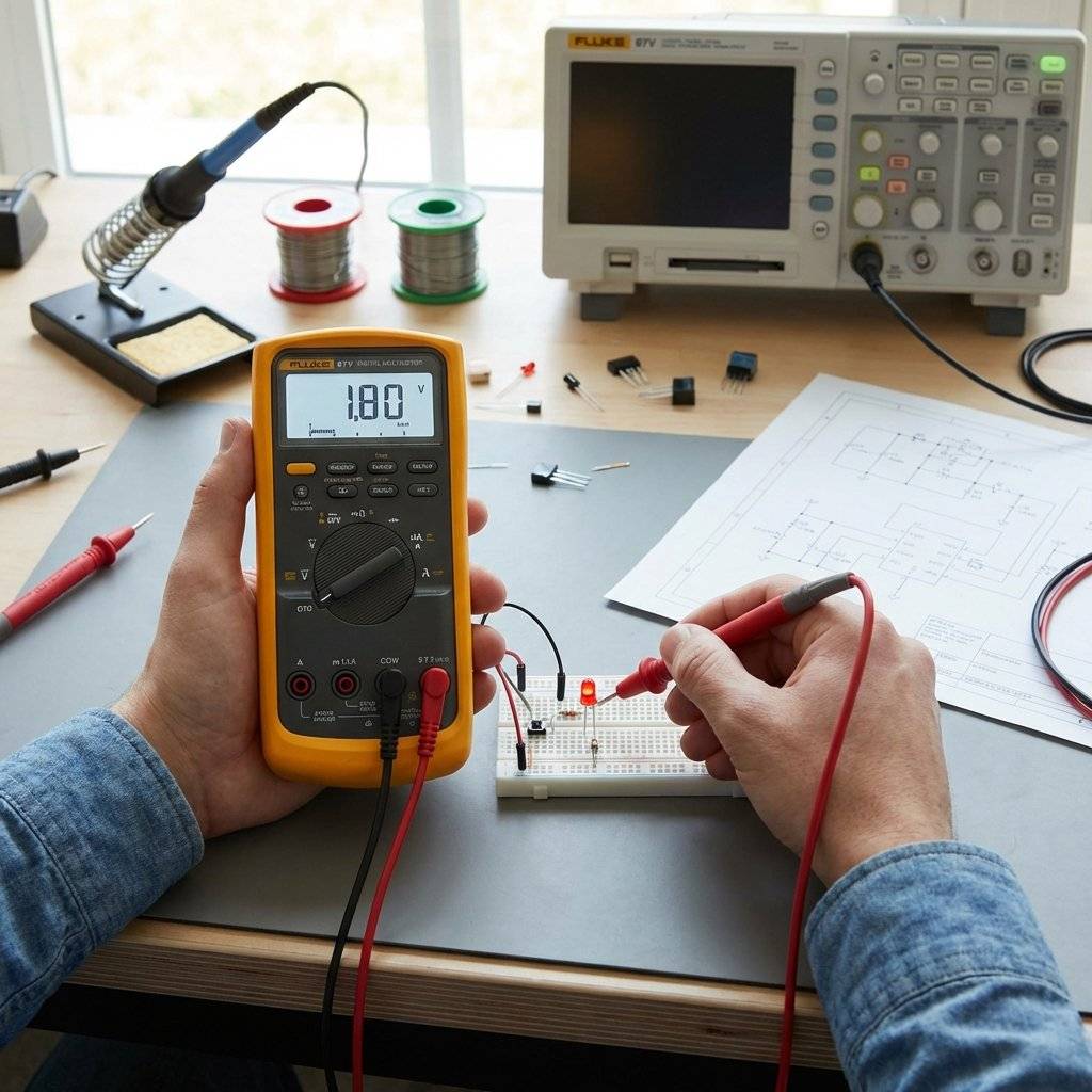 Multimeter Voltage Check across LED