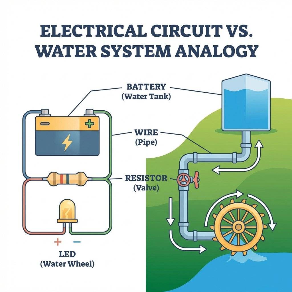 Electrical Circuit vs Water System Analogy