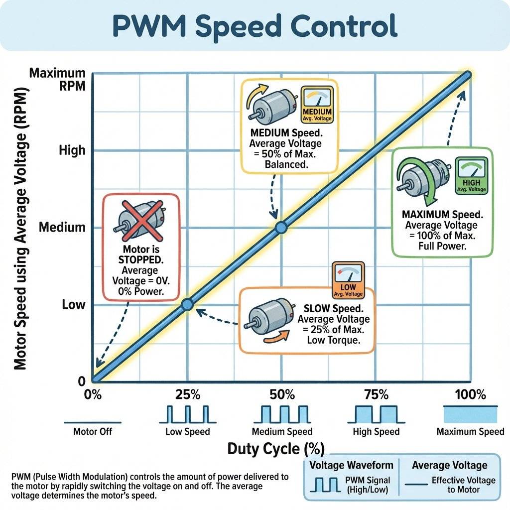 PWM Speed Control Graph: Voltage vs Speed