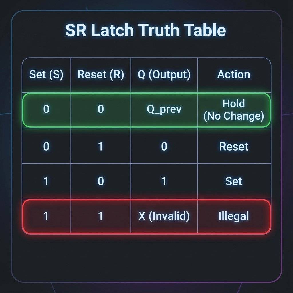SR Latch Logic Table Chart