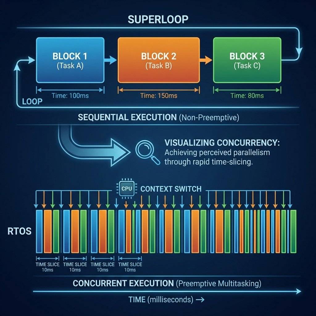 Superloop vs RTOS Diagram
