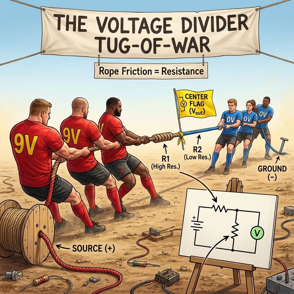 Voltage Divider Visual Analogy