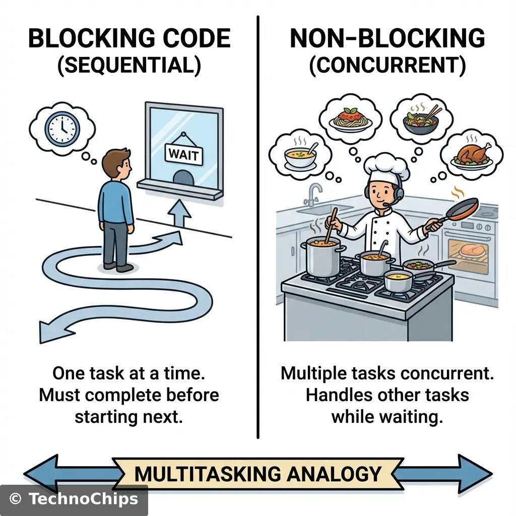 Blocking vs Non-Blocking Diagram