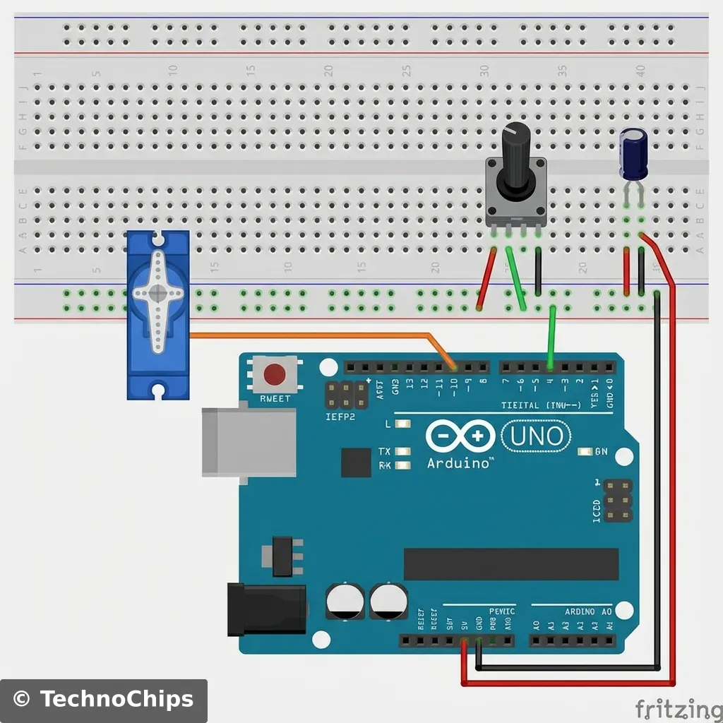 Breadboard Wiring: Servo + Knob