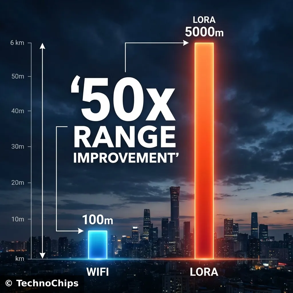 LoRa vs WiFi Range Chart