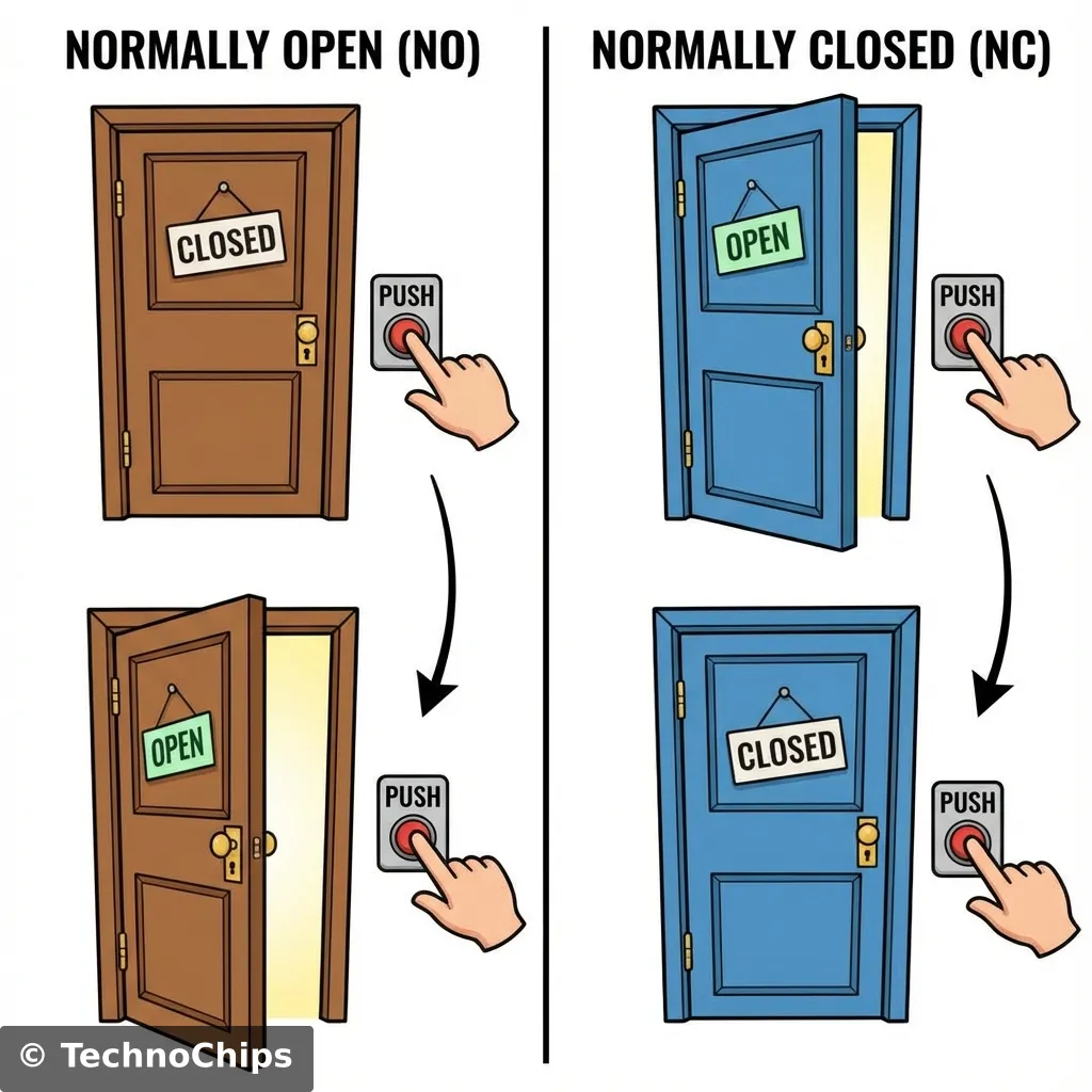 NO vs NC Analogy: Door visualization