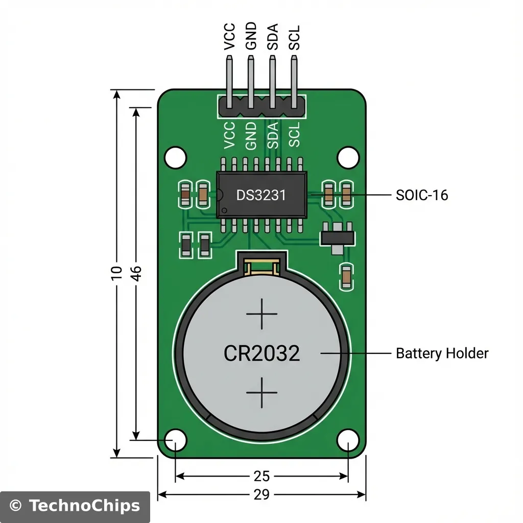 RTC Module Pinout: SDA SCL VCC GND