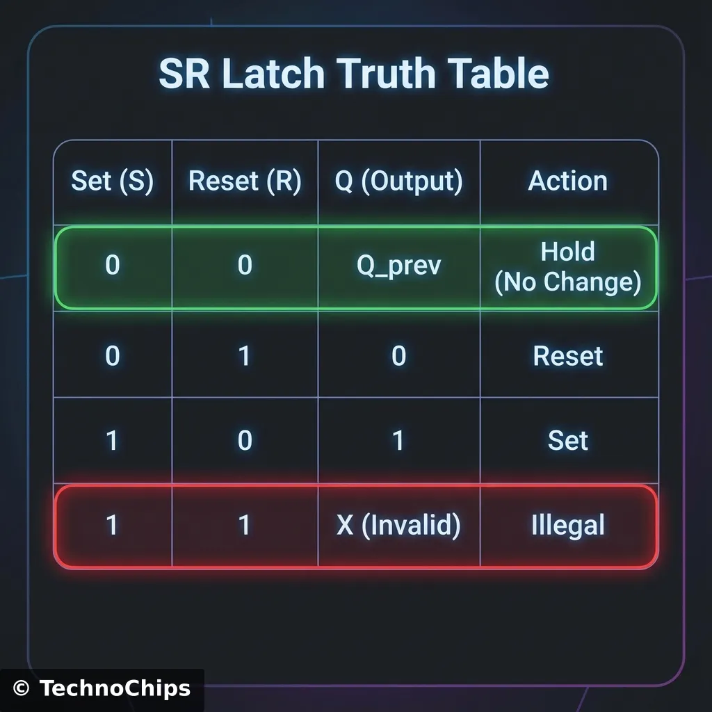 SR Latch Logic Table Chart