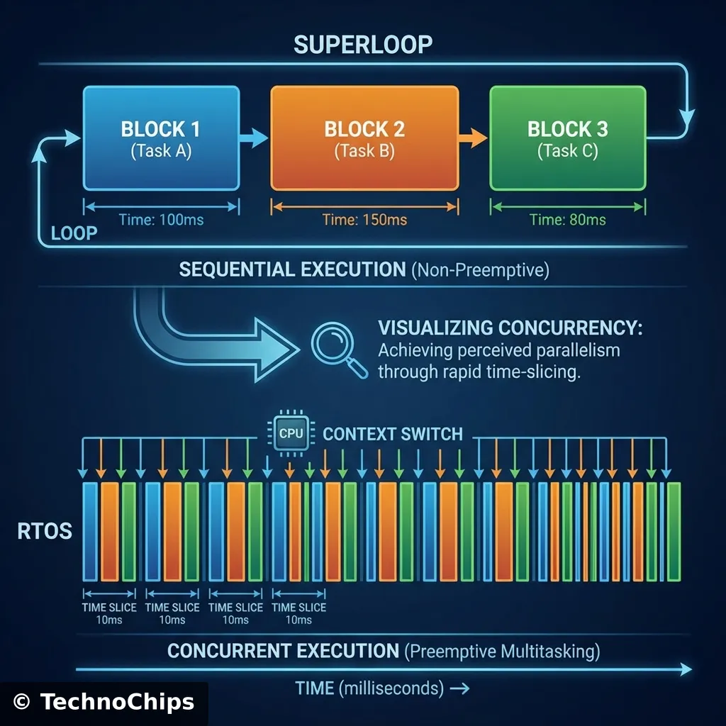 Superloop vs RTOS Diagram