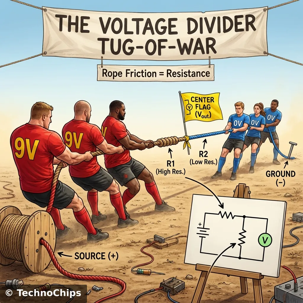 Voltage Divider Visual Analogy